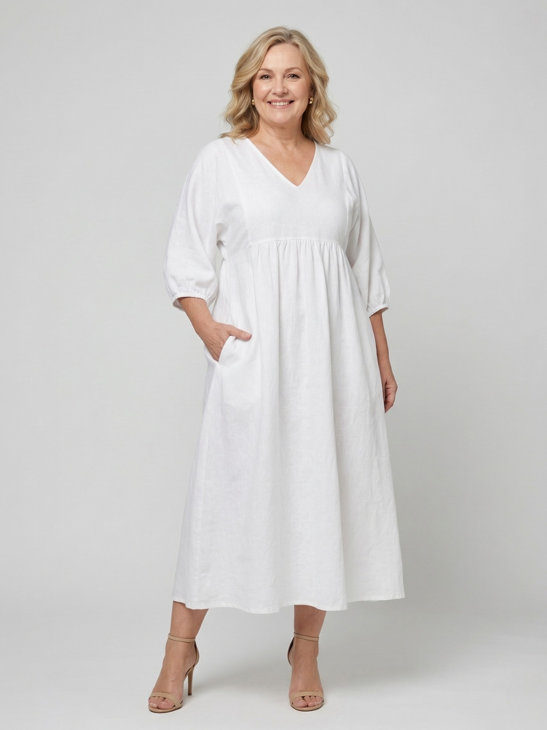 Vestito Maxi Fluido con Scollatura a V di Katherine