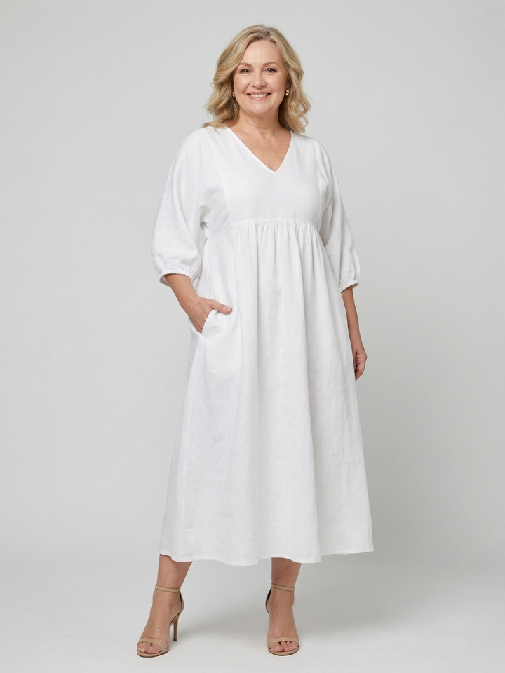 Vestito Maxi Fluido con Scollatura a V di Katherine