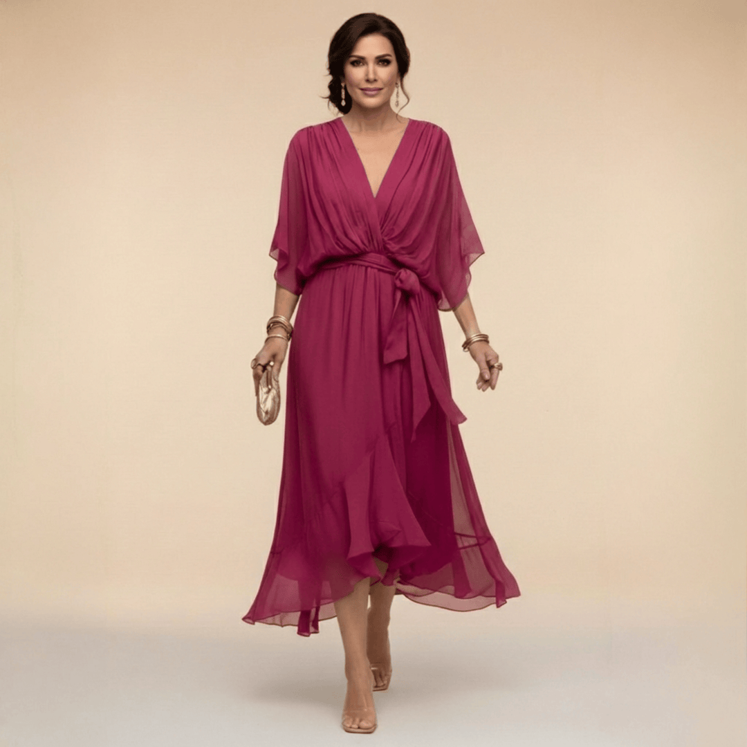 MARTA | Abito in chiffon con scollo a V
