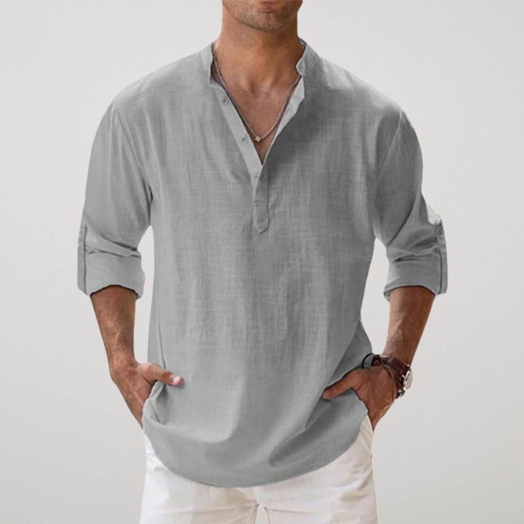 Lenoir™ - Camicia Henley in cotone effetto lino