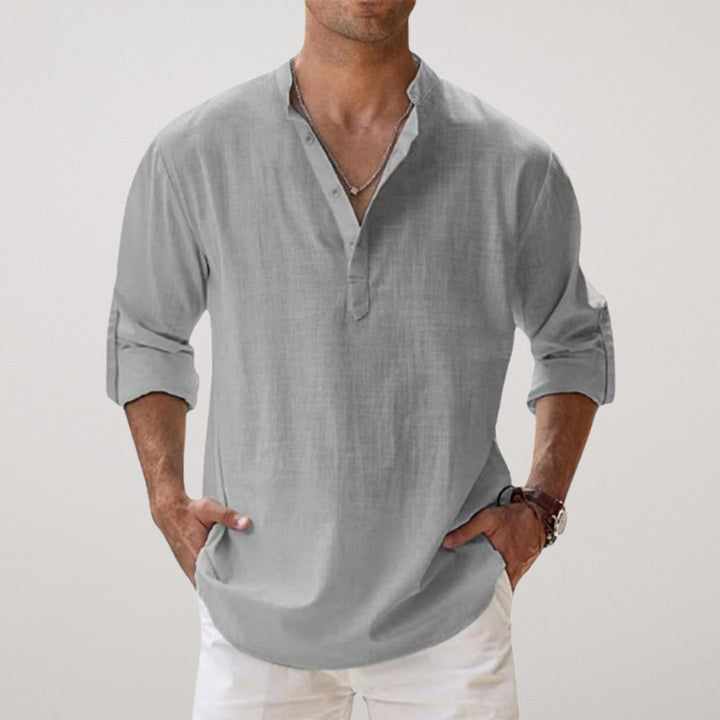 Lenoir™ - Camicia Henley in cotone effetto lino