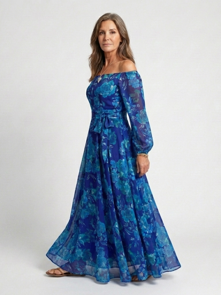 Aspen | Vestito Maxi Floreale con Spalle Scoperte