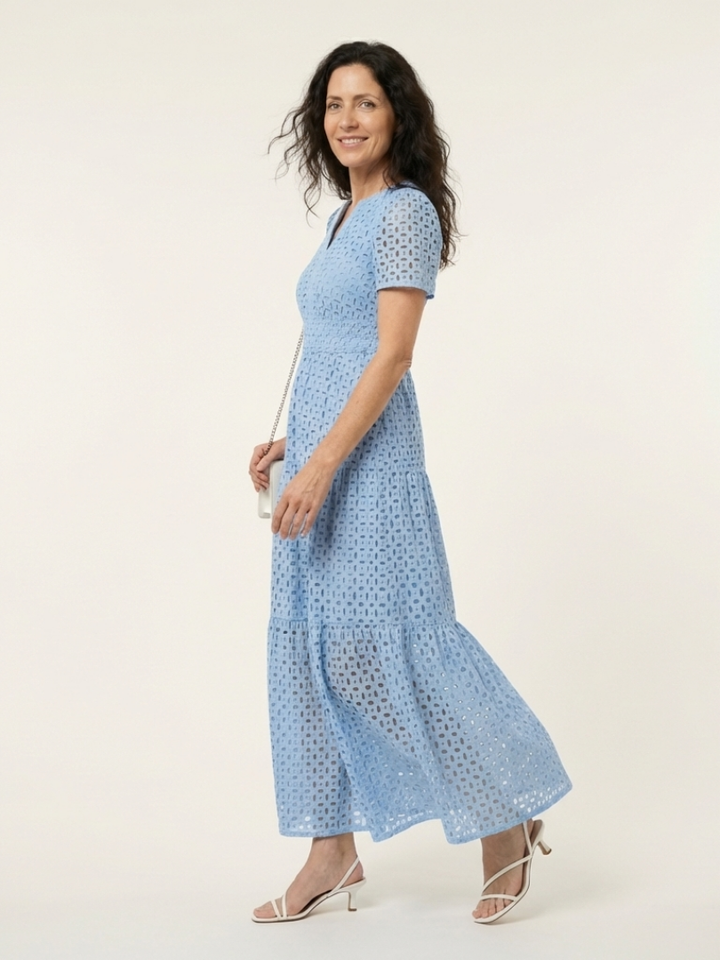 Brielle | Vestito Midi a Manica Corta con Scollatura a V