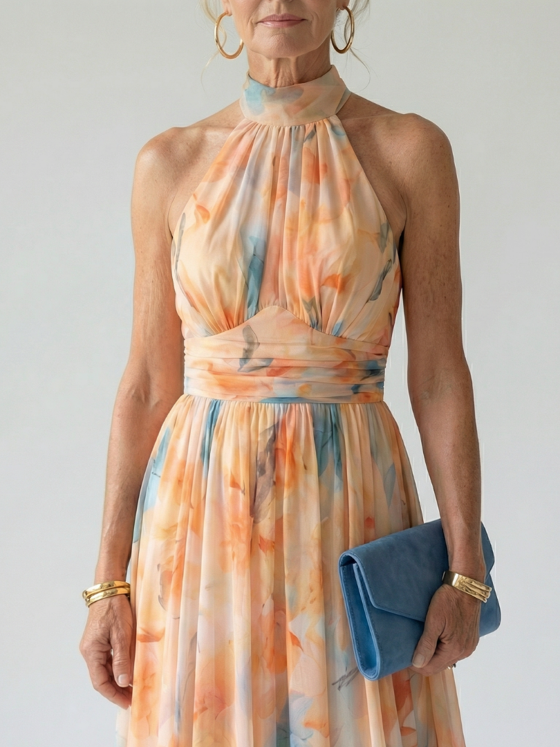 Elin | Abito Midi con Scollo Halter Morbido