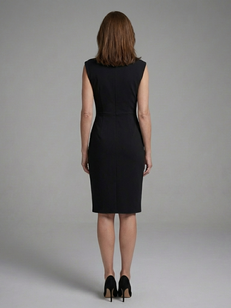 Faelina | Vestito Midi Senza Maniche con Dettaglio a Chiave