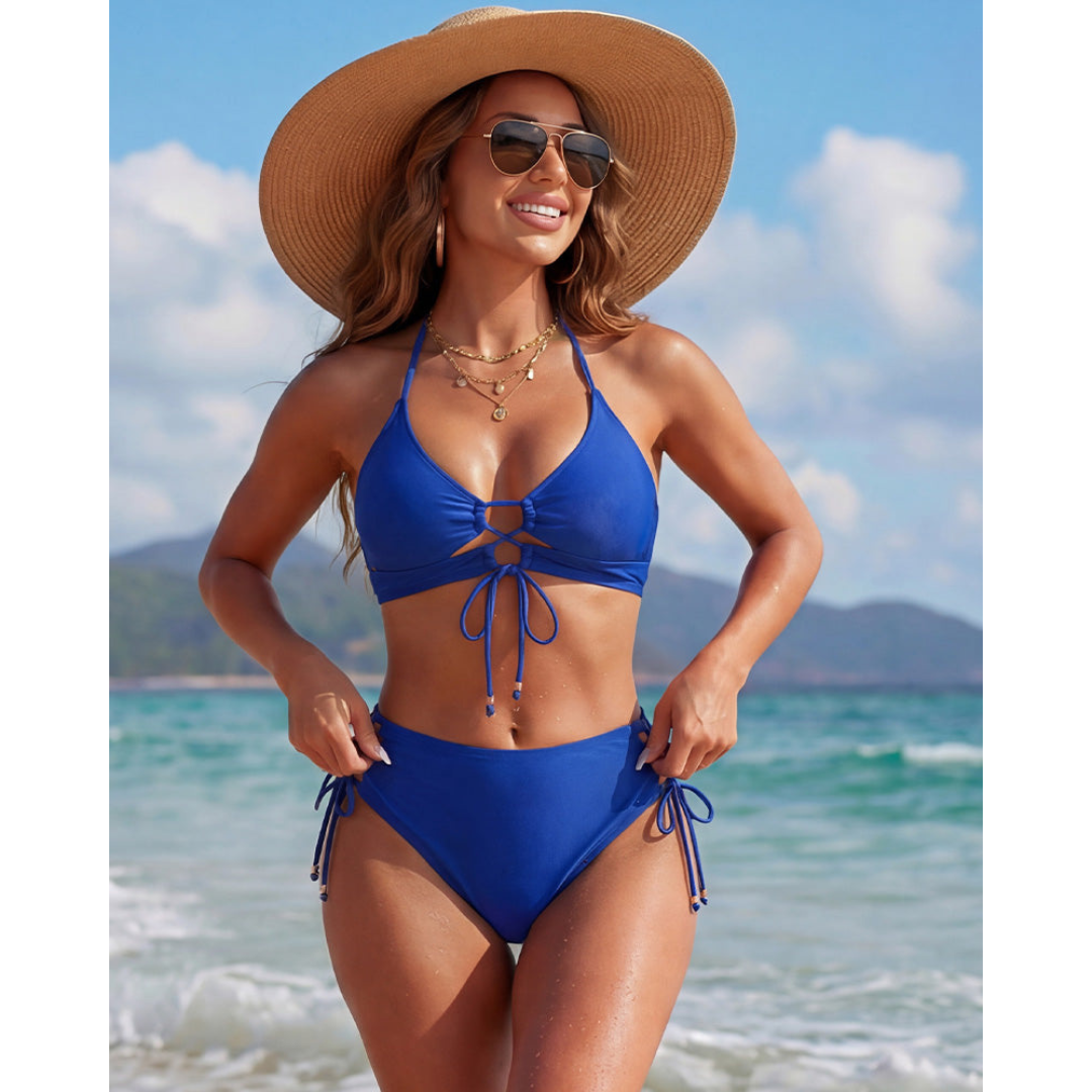 Nadia | Bikini Halter con Chiusura a Laccetto