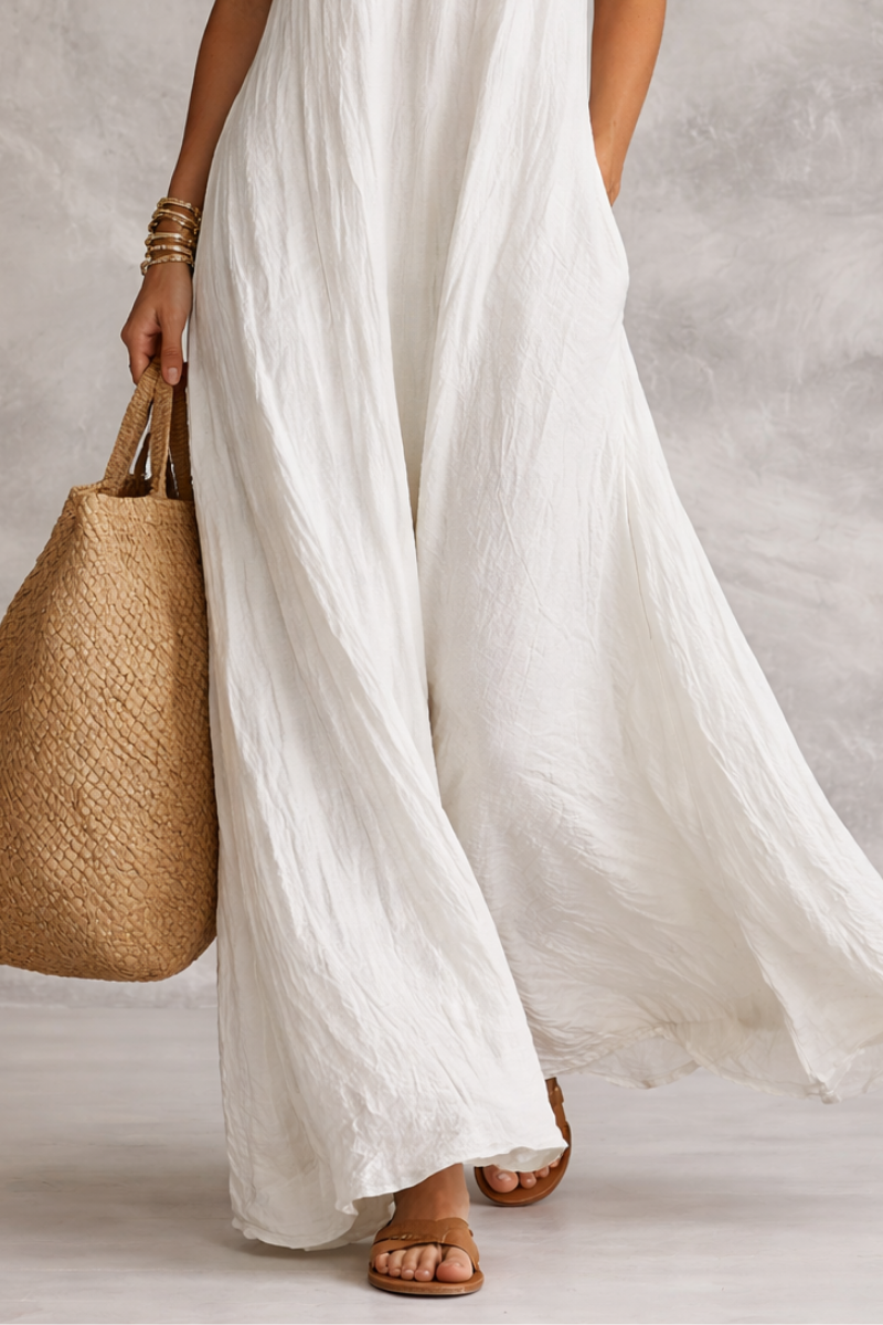 Abito Maxi Fluido Bohemien Senza Maniche