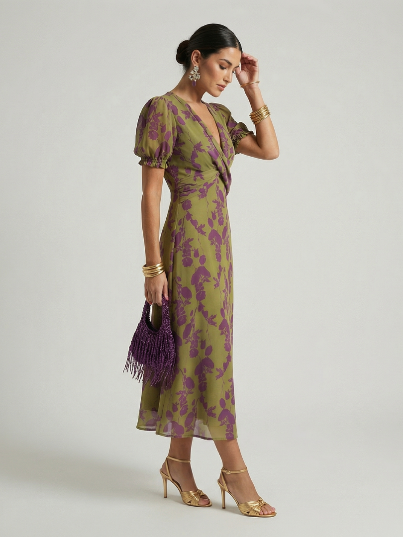 Virel | Vestito Midi a Fiori Rilassato