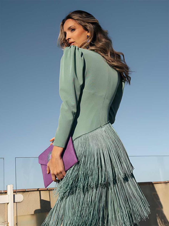 Vestito Frange Salvia