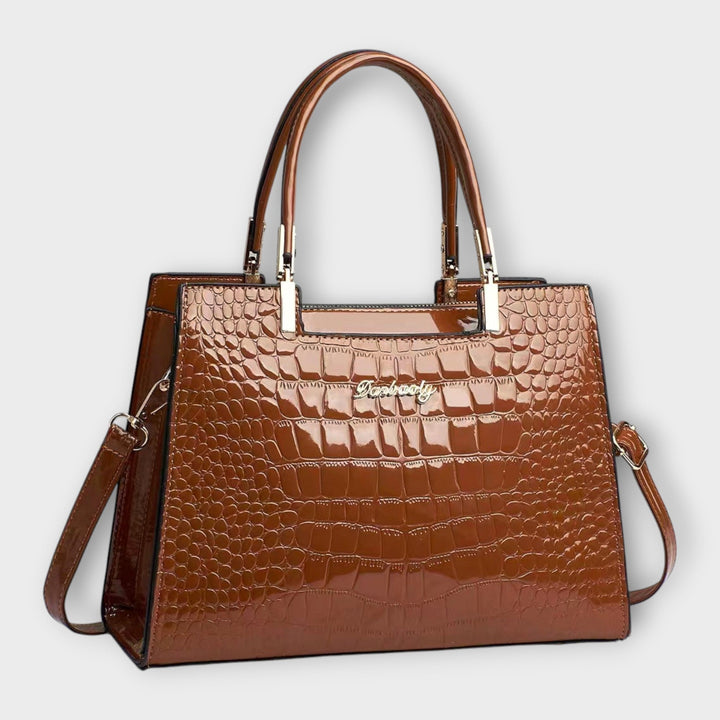 Gianna Boutique - Borsa a Mano con Motivo Coccodrillo Lucido
