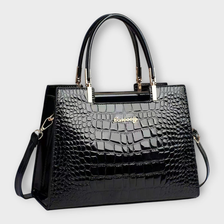 Gianna Boutique - Borsa a Mano con Motivo Coccodrillo Lucido