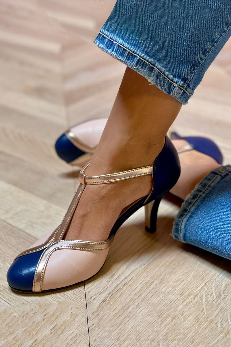 Alessia™ | Décolleté T-strap colorati e confortevoli con punta rotonda