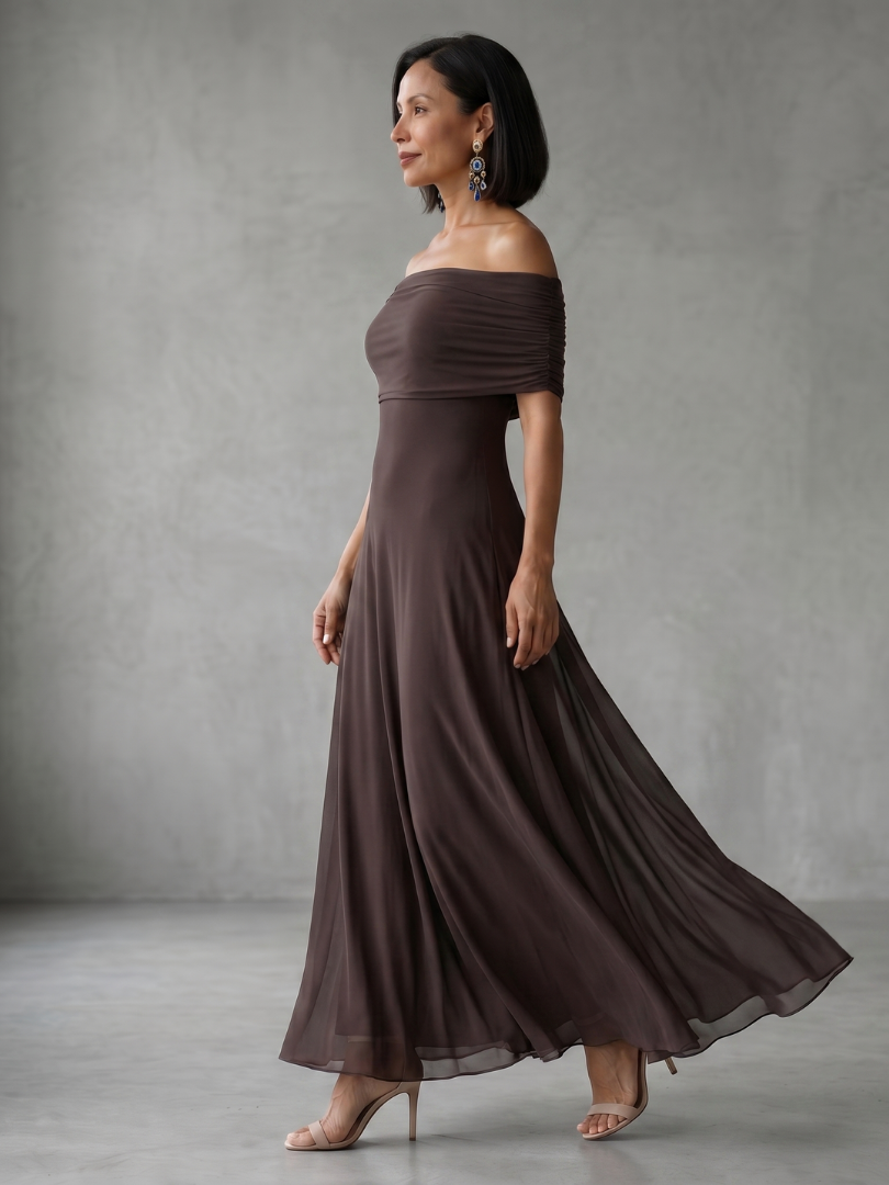 Giugno | Vestito Midi Drappeggiato con Spalle Scoperte