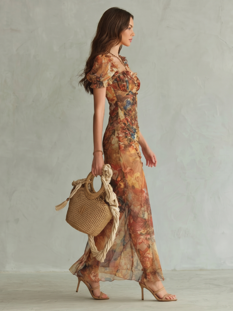 Cielo | Vestito Midi con Maniche Arricciate