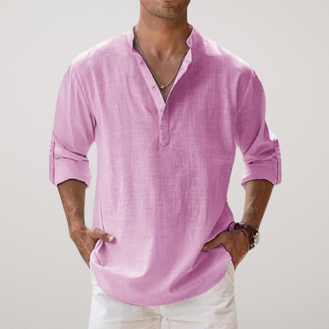 Lenoir™ - Camicia Henley in cotone effetto lino