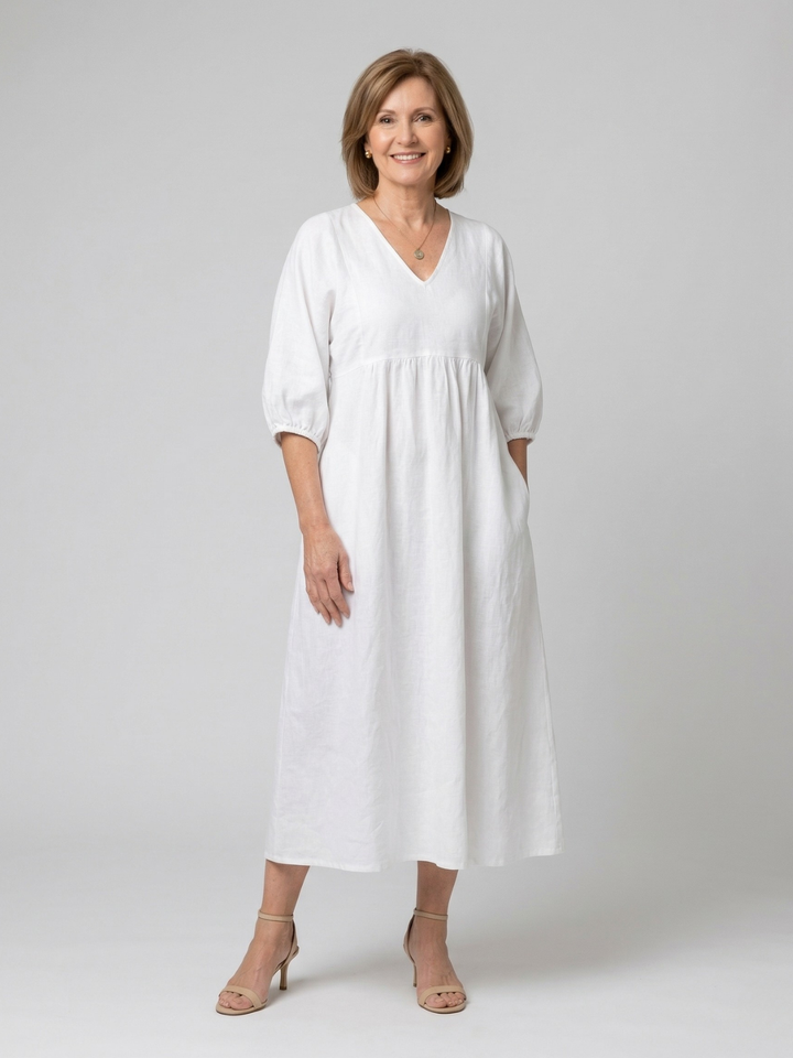 Vestito Maxi Fluido con Scollatura a V di Katherine