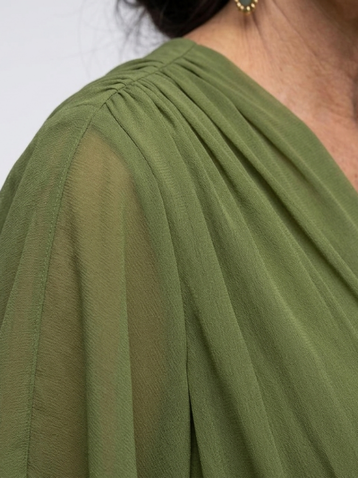 Elysia | Vestito Midi con Scollatura a V e Vita con Nastro
