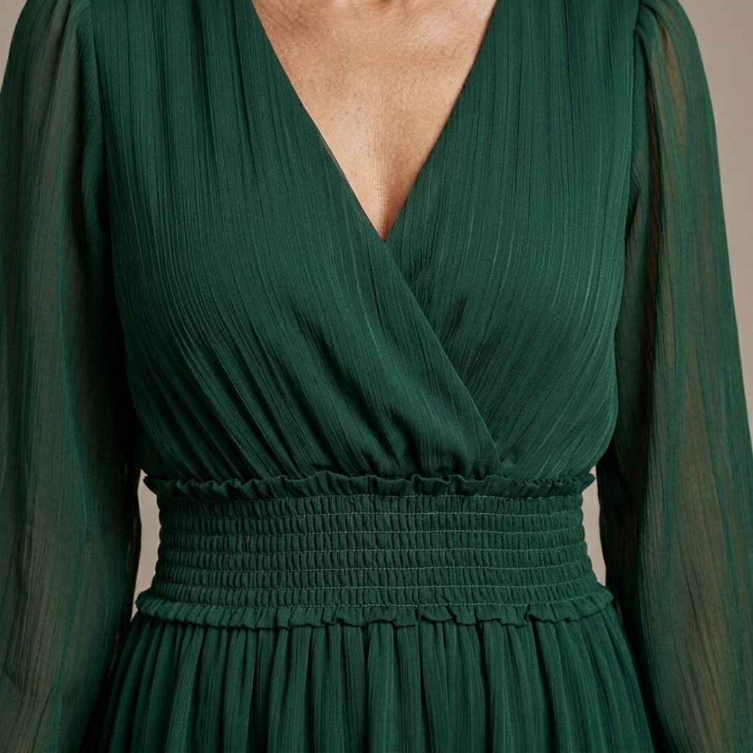 María - Vestito in chiffon con scollo a V
