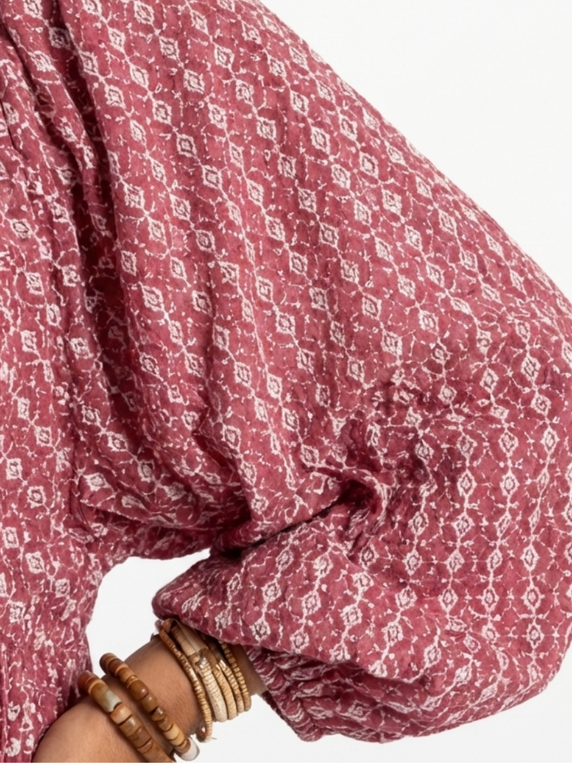 Arlette | Vestito Midi a Manica Lunga con Stampa Geometrica