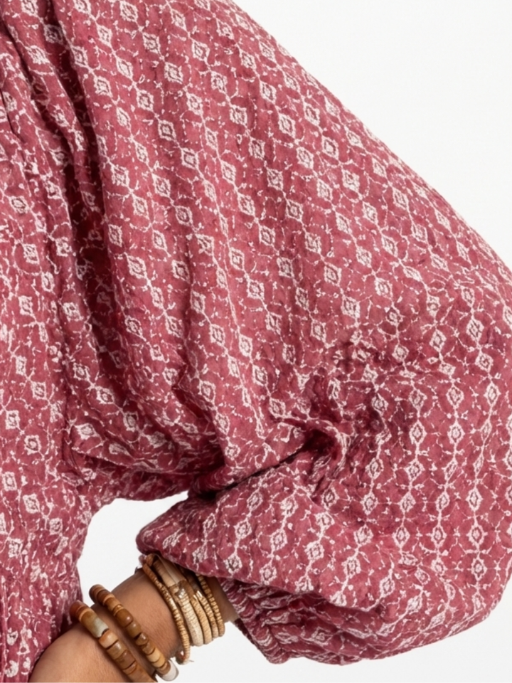 Arlette | Vestito Midi a Manica Lunga con Stampa Geometrica