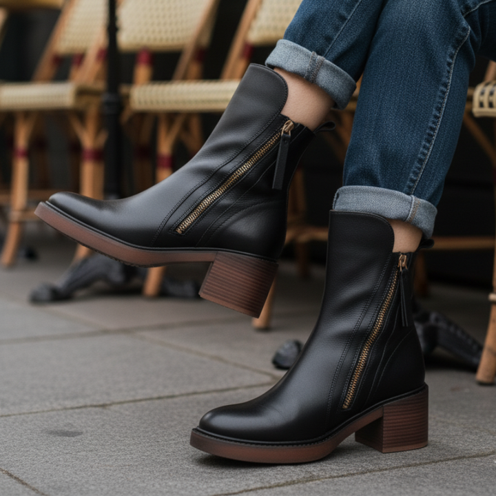 Garciel™  Stivaletti neri in pelle con tacco comfort