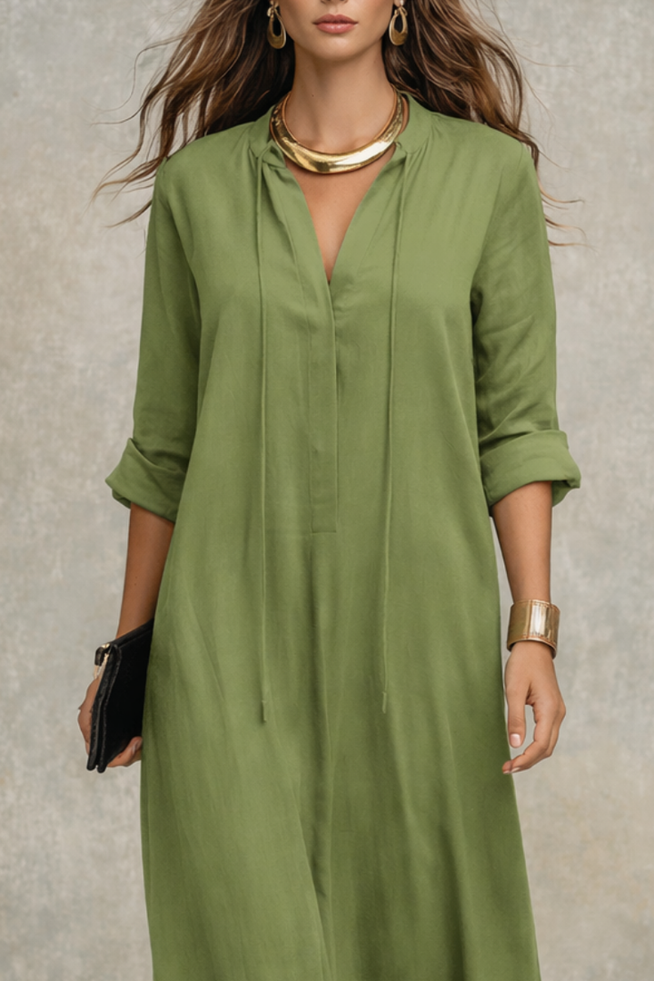 Abito Maxi Bohemien Relaxed Verde Oliva