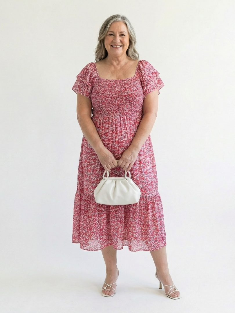 Odette | Vestito Midi Floreale con Spalle Scoperte