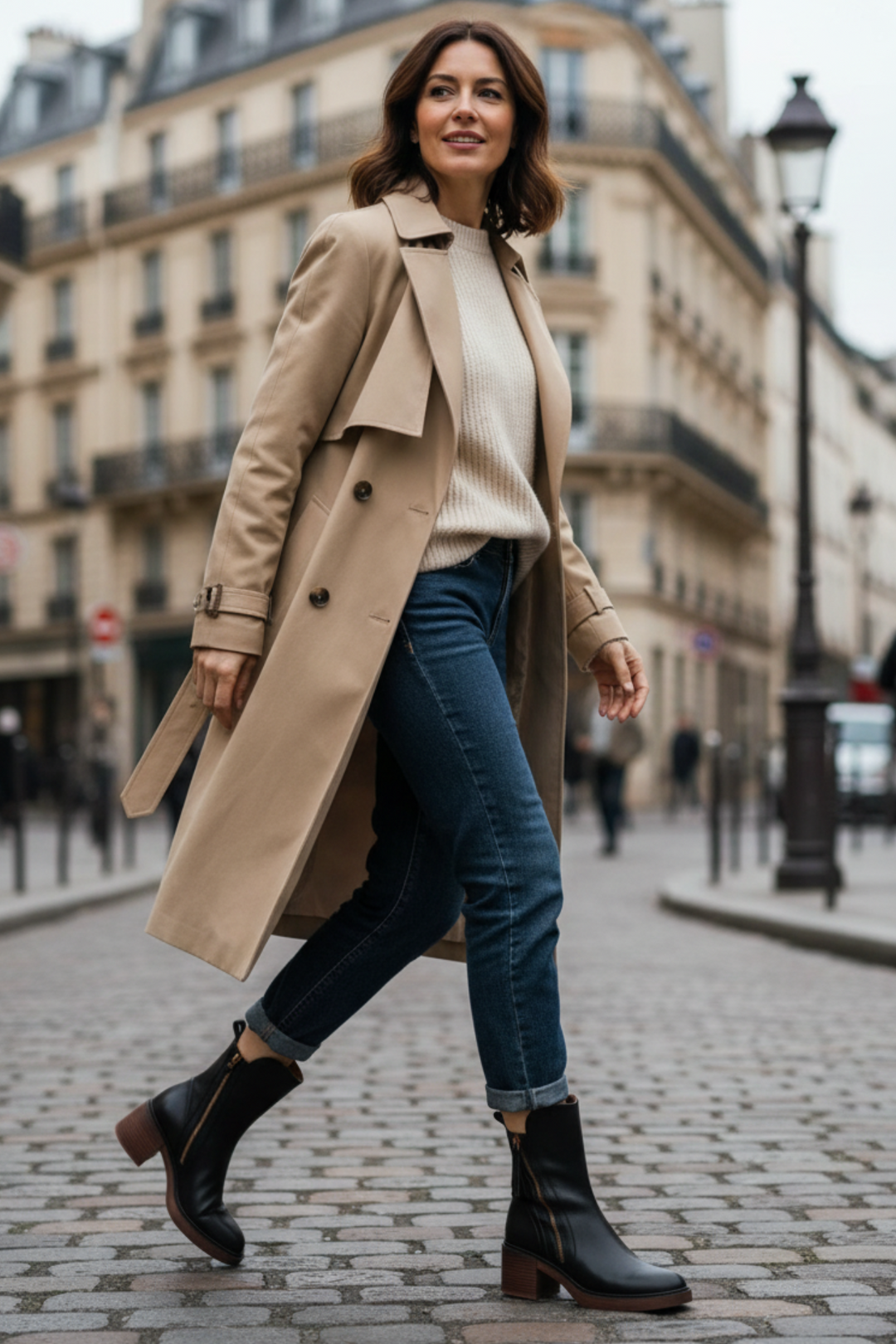Garciel™  Stivaletti neri in pelle con tacco comfort