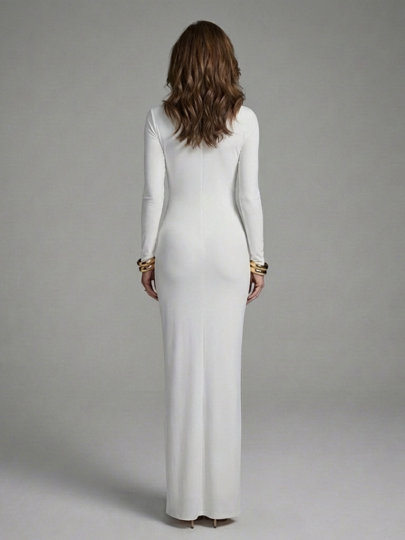 Jessamine | Abito Maxi con Collo Alto e Maniche Lunghe
