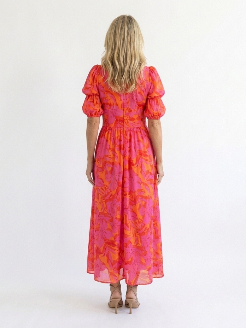 Salsa | Vestito Midi con Maniche Voluminose e Scollatura a V Floreale