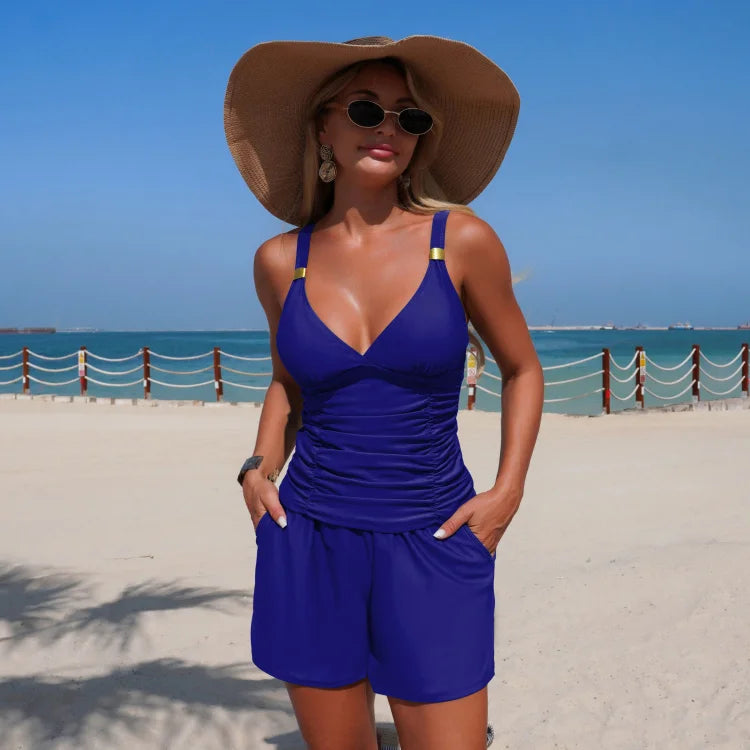 Harper - Set di tankini arricciato con tasche