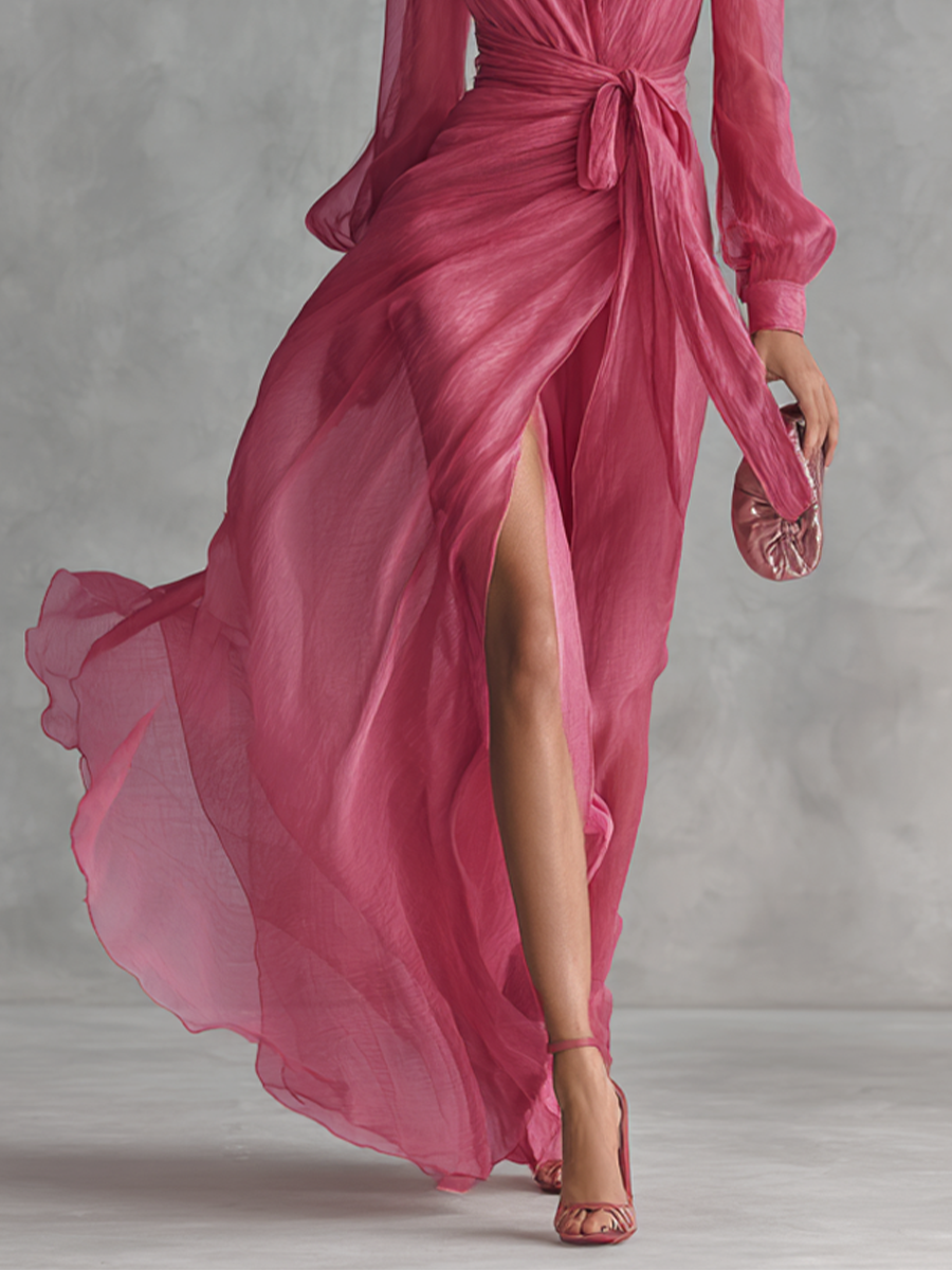 Ava | Vestito in Chiffon Rosa Pallido