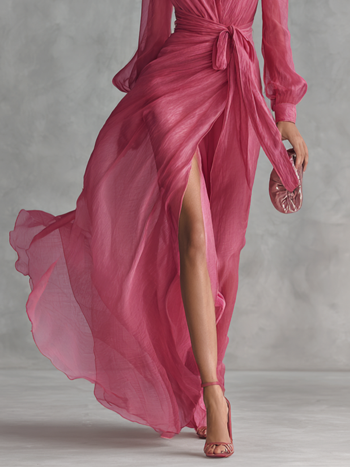Ava | Vestito in Chiffon Rosa Pallido