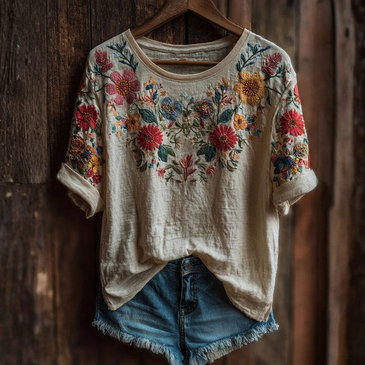 Rosalie™ | T-shirt vintage con stampa floreale