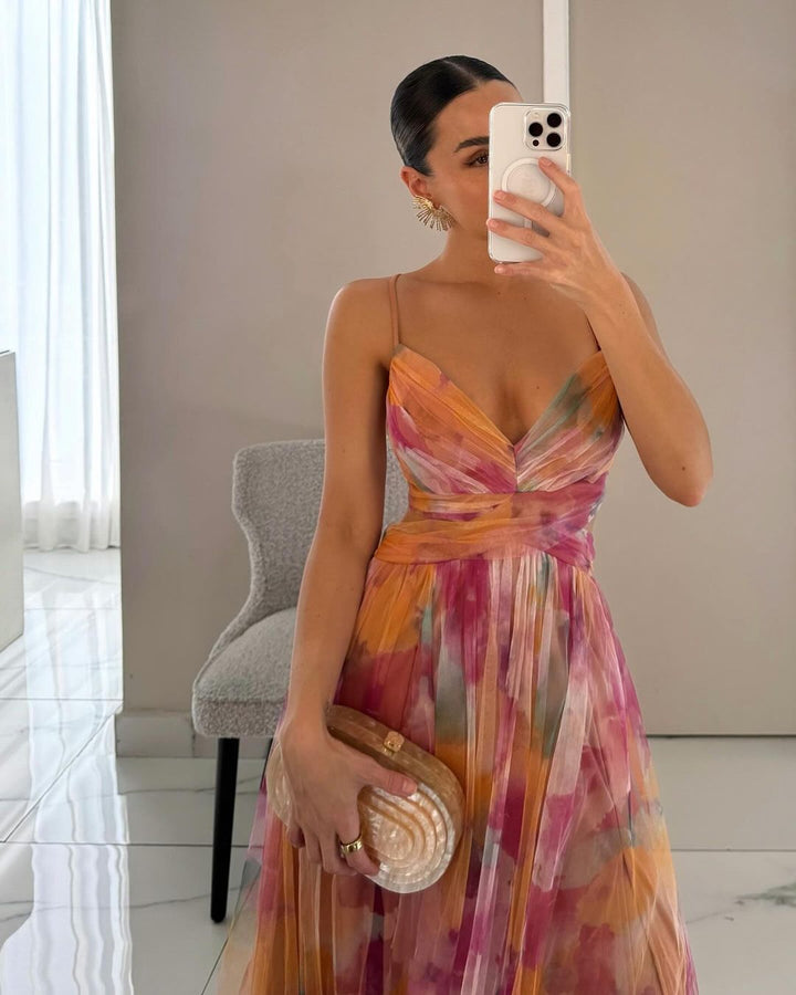 Gisela | Vestito Maxi Incantevole con Stampa Floreale