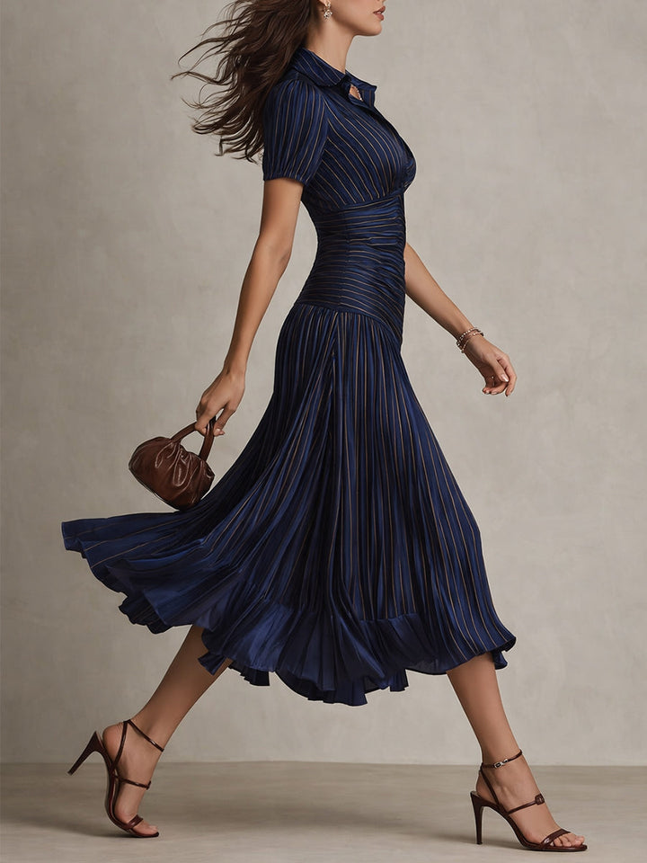 Adriana | Vestito midi a righe retrò