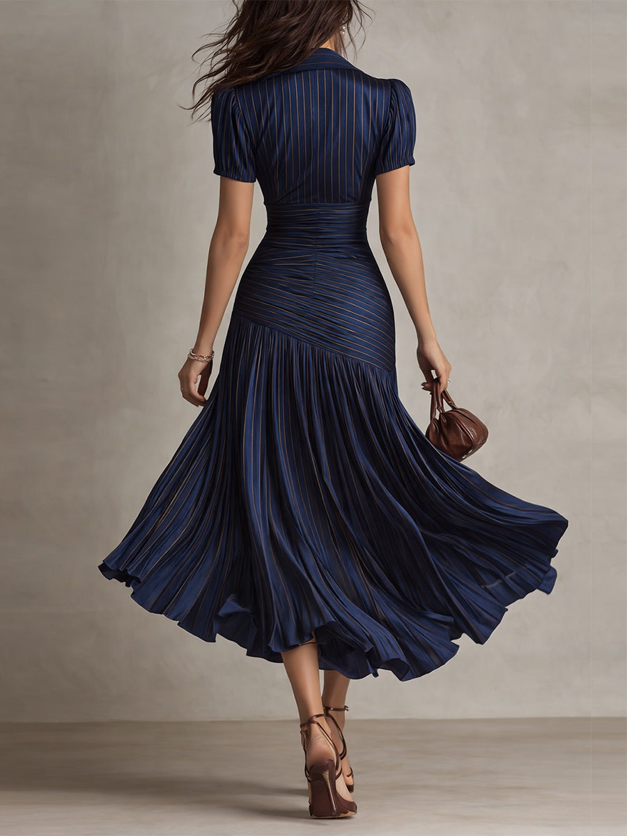 Adriana | Vestito midi a righe retrò
