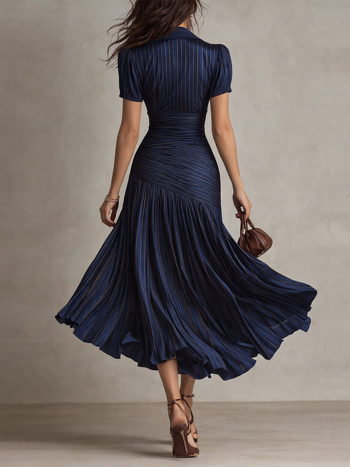 Adriana | Vestito midi a righe retrò