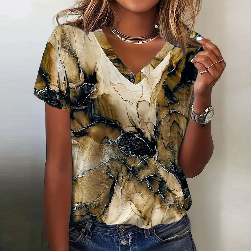 Noémie™ | T-shirt vintage sfumata con scollo a V