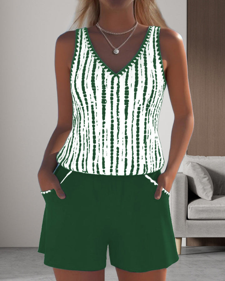 Costume da bagno casual con tasca e scollo a V