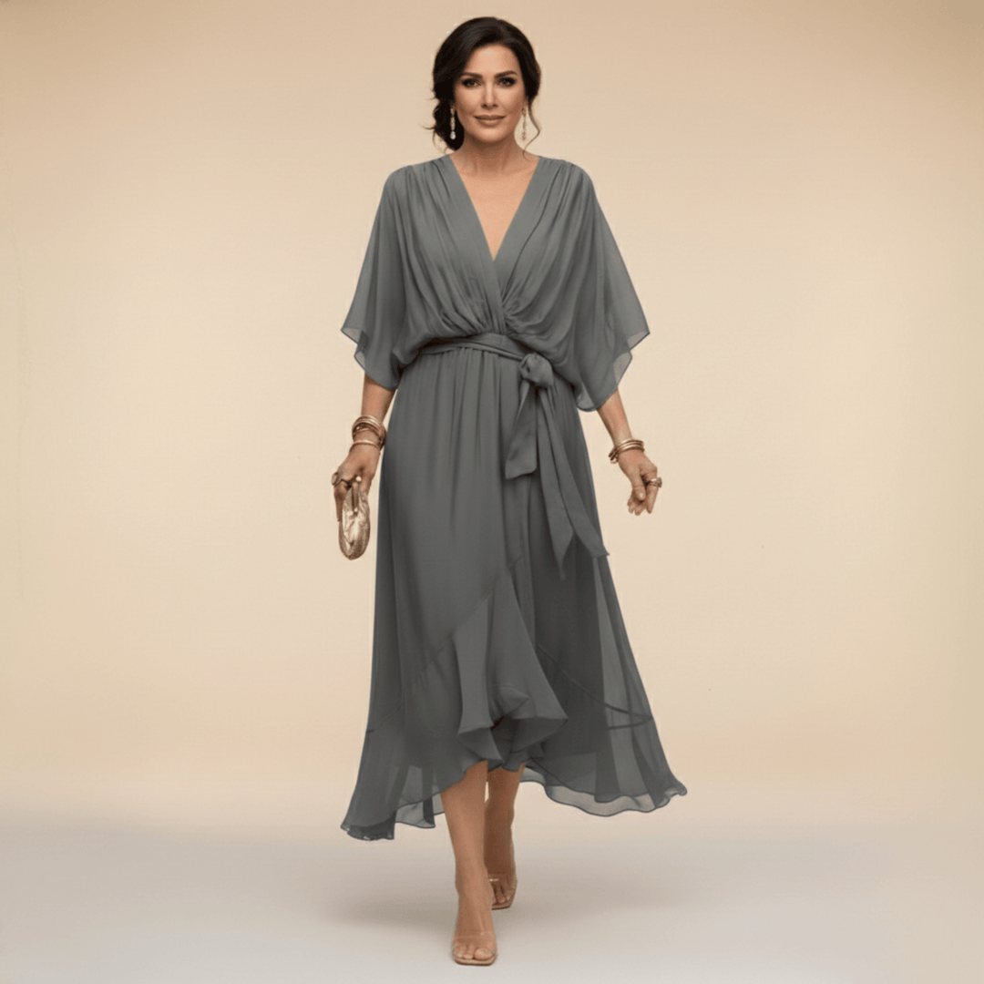 MARTA | Abito in chiffon con scollo a V