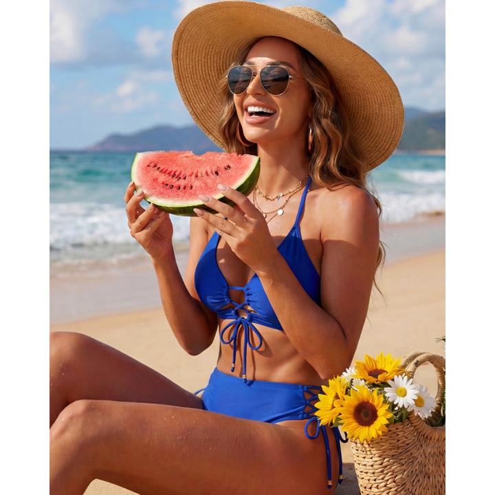Nadia | Bikini Halter con Chiusura a Laccetto