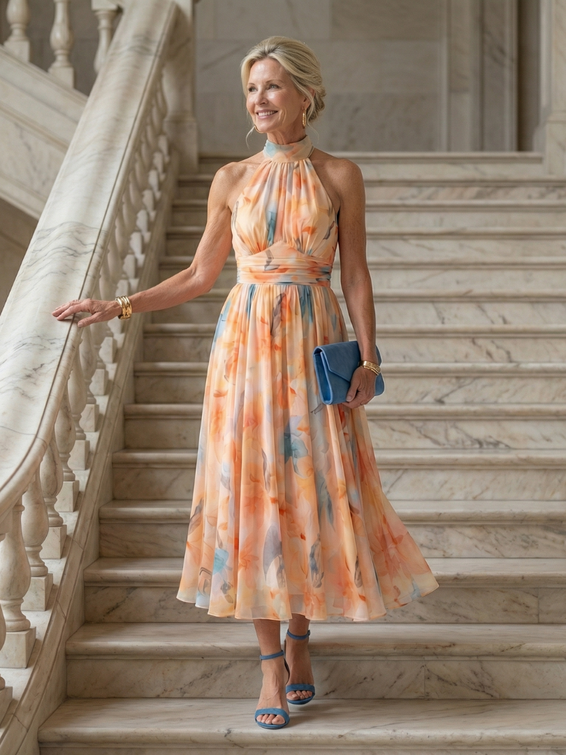 Elin | Abito Midi con Scollo Halter Morbido