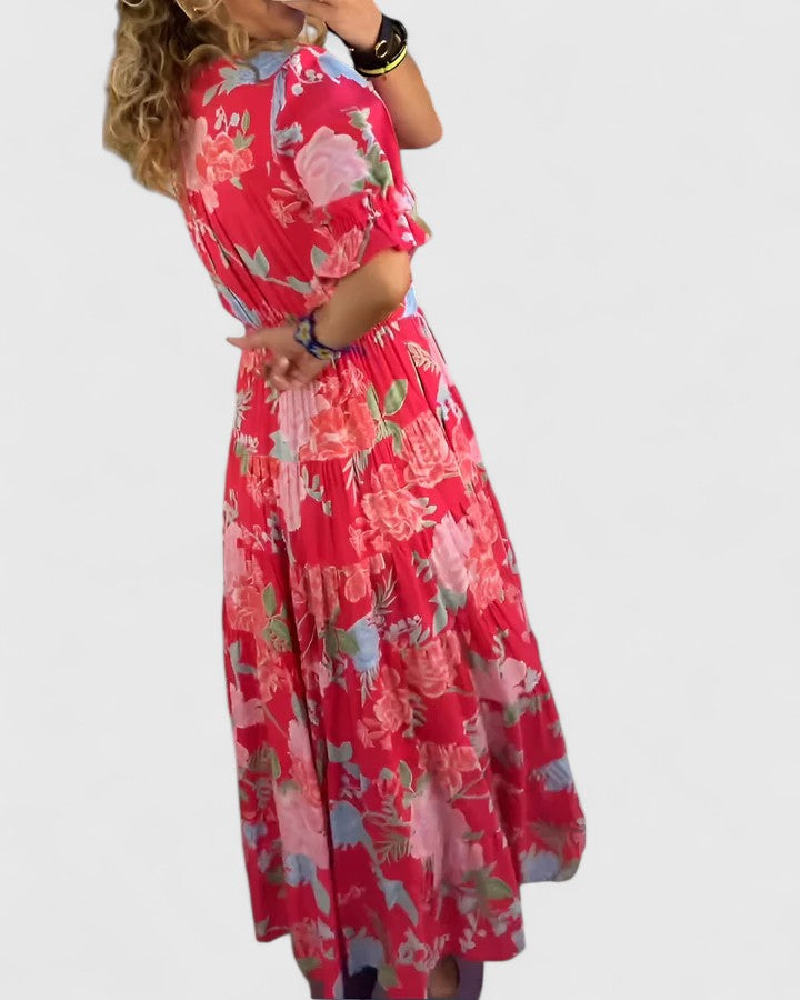 Minelda – Vestito floreale con scollo a V