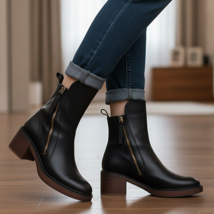 Garciel™  Stivaletti neri in pelle con tacco comfort