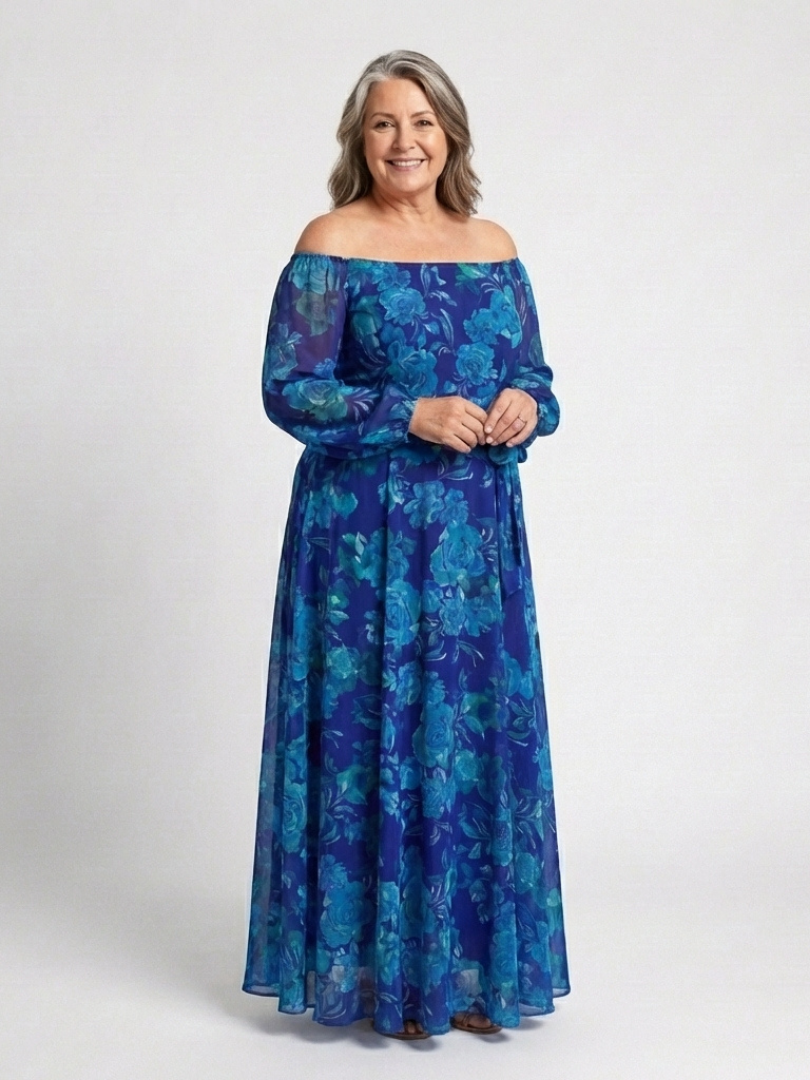 Aspen | Vestito Maxi Floreale con Spalle Scoperte