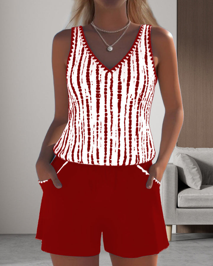 Costume da bagno casual con tasca e scollatura a V