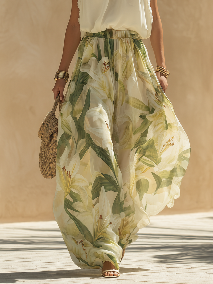 Lysandra | Completo Fluttuante Stampato di Giglio Elegante