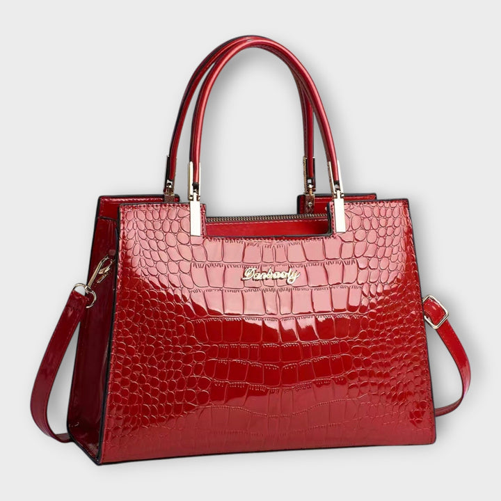 Gianna Boutique - Borsa a Mano con Motivo Coccodrillo Lucido