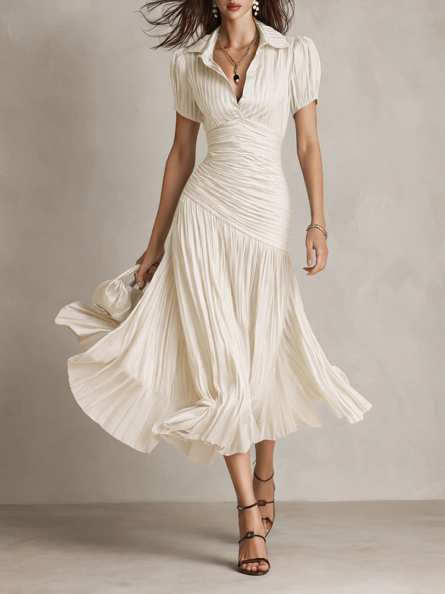 Adriana | Vestito midi a righe retrò